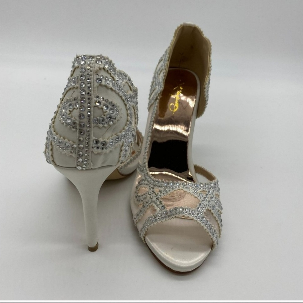 XYD Graceful Peep Toe Half D'Orsay Mesh Pump Heels
